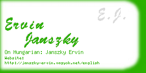 ervin janszky business card